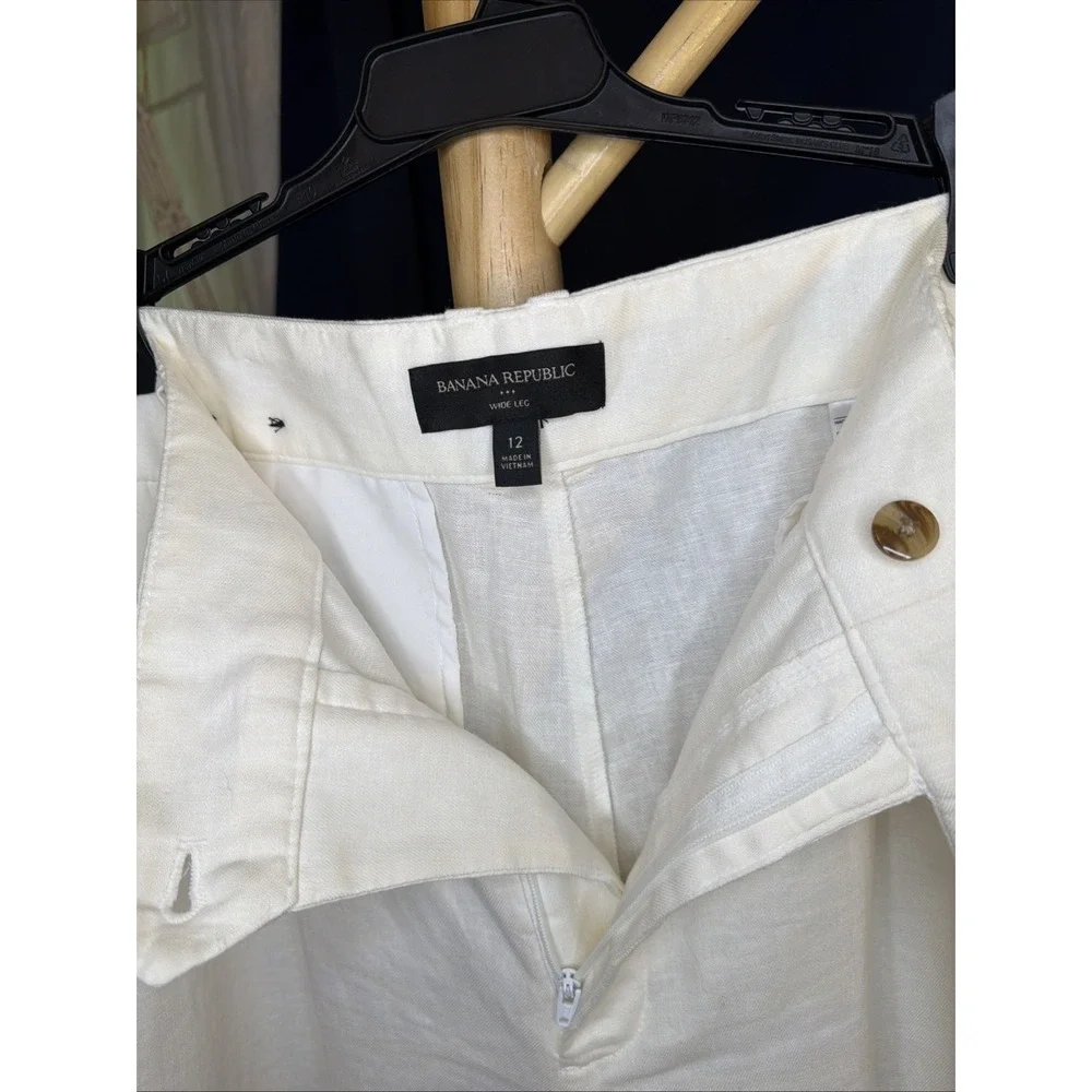 Banana Republic Women's Wide Leg Linen/Cotton Pants -Size 12 - Cream White